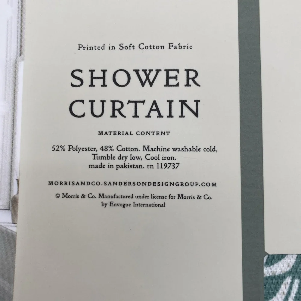 William Morris Shower Curtain Fabric Larkspur Mineral Floral Leaves Botanical